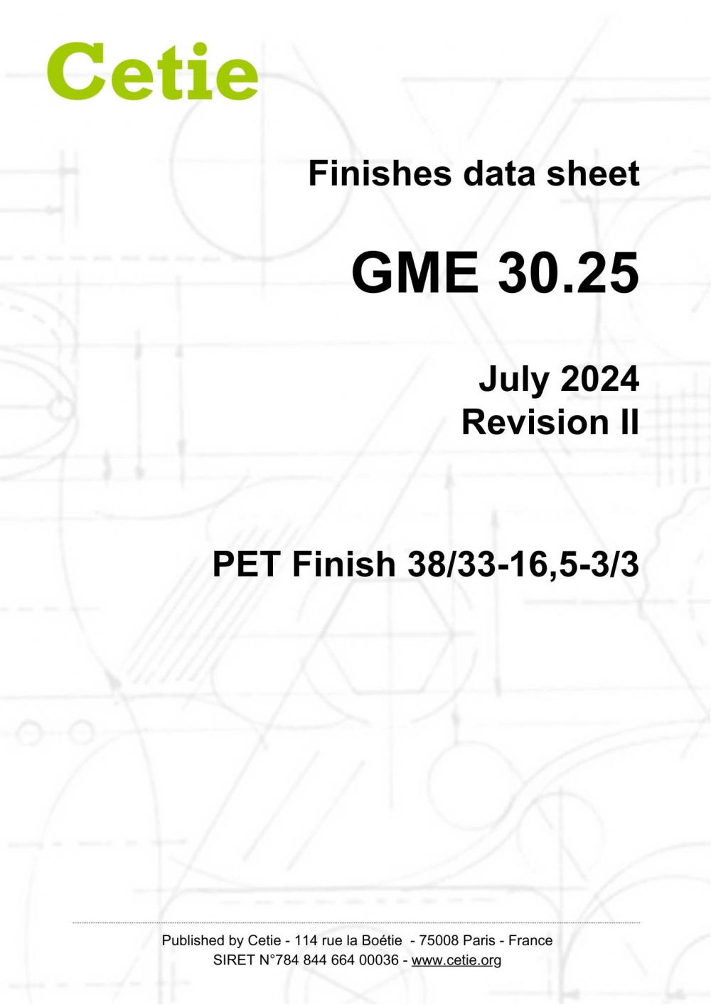 Cover - GME30.25 - PET finish 38/33-16,5-3/3