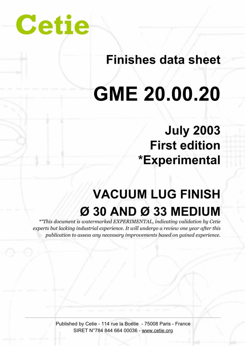 Cover - GME20.00.20 - Vacuum lug finish ø 30 and ø 33 medium